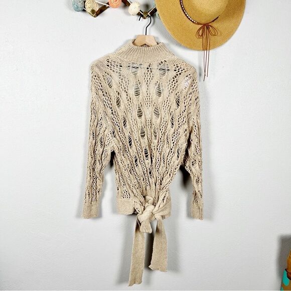 NWT Free People Beach Baja Sur Wrap Oversized Crochet Open Back Boho Sweater - Picture 7 of 8